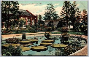 Vtg St Louis Missouri MO Shaw's Garden Lily Pad Pond 1910s View Old Postcard