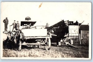 Farming Postcard RPPC Photo Horses And Wagon Scene Field Farmers c1910's Antique