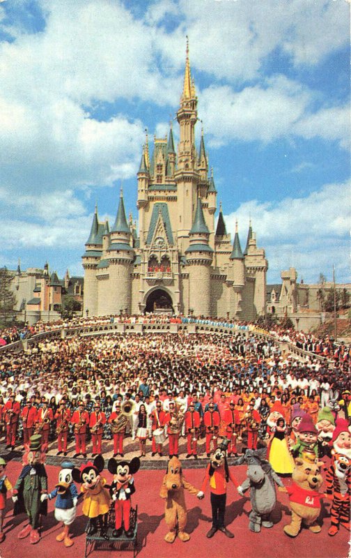 Walt Disney World Busy Scene With Mickey & Donald Duck Etc., Postcard,