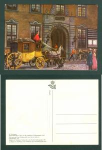 Denmark. Postcard 1960is. Danish Post.The Stage-Coach From Hamburg Pulls in