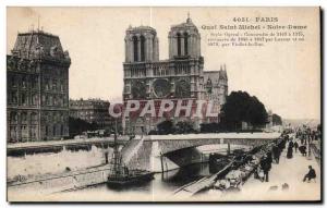 Postcard Old Paris Quai Saint Michel Notre Dame Bouquinistes