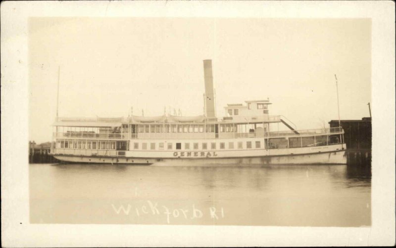 Wickford RI Steamer Boat Ship General c1910 Real Photo Postcard SCARCE!