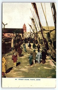 c1910 TOKYO JAPAN STREET SCENE EARLY UNPOSTED POSTCARD P4281