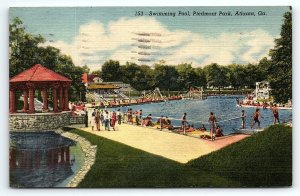 1930s ATLANTA GA PIEDMONT PARK SWIMMING POOL GEORGIA LINEN POSTCARD P2300