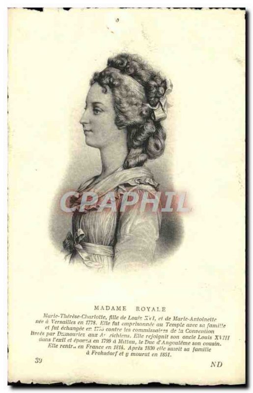 Old Postcard Madame Royale daughter of Louis XVI