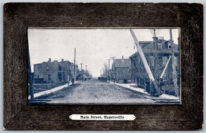 Postcard Hagersville ONT c1908 Main Street Railroad Crossing Split Ring Cancel