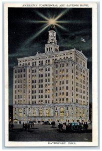 c1910 American Commercial and Savings Bank, Davenport Iowa IA Postcard 