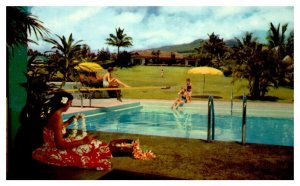 Golden maiden strings a lei at Hotel Hana Maui Hawaii Postcard