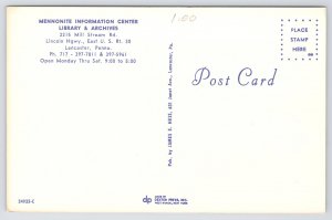 Lancaster PA~Mennonite Information Center Library & Archives~Vintage Postcard