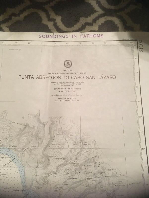 Vintage Nautical Map Chart: 21100 Punta Abreojos to Cabo San Lazaro 27th ed (#2)