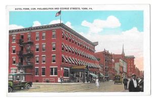 York PA Hotel Penn w Fire Escapes Philadelphia & George Sts