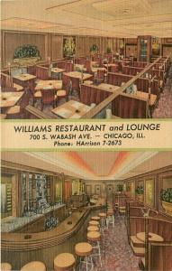 Linen Postcard; Williams Restaurant & Cocktail Lounge Wabash Ave Chicago IL