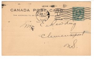 Canada Postal Stationery Postcard 1 Cent Edward, Used 1909 Nova Scotia Chronicle