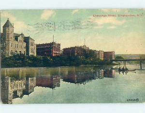 Divided-Back FACTORIES ON RIVER Binghamton New York NY hk3375