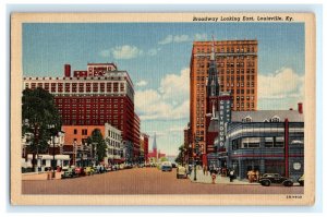 Broadway Street Looking East Louisville KY Kentucky Postcard (CW8)