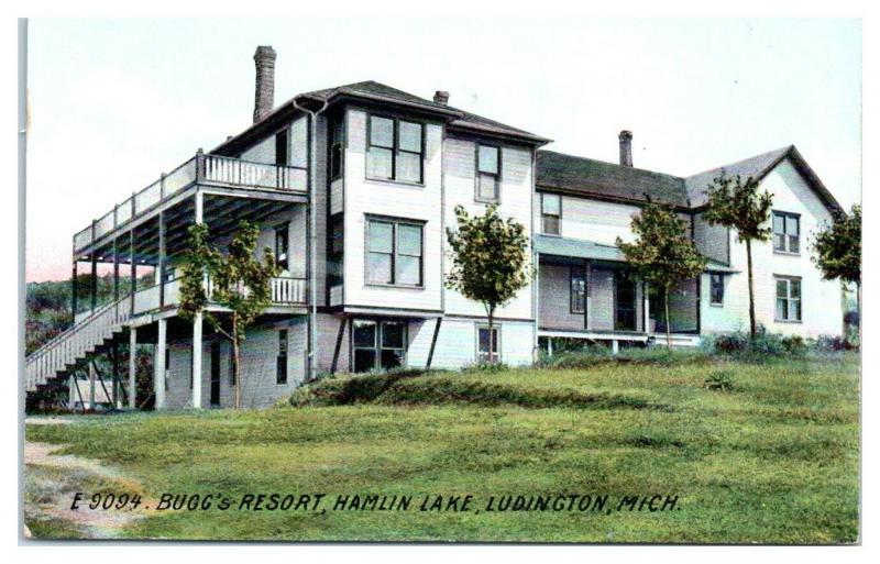 Early 1900s Bugg's Resort, Hamlin Lake, Ludington, MI Postcard *4V