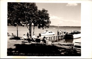 Real Photo Postcard Joe's Lodge at Lake Andrusia in Bemidji, Minnesota
