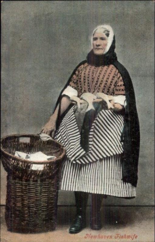 Newhaven UK Fishwife Native Woman Costume c1910 Postcard