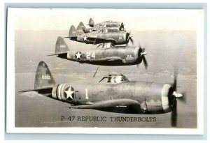 Circa 1940 WWII RPPC P-47 Republic Thunderbolts In Flight Vintage Postcard P15 