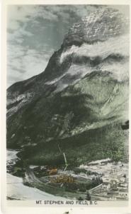 Mt. Stephen & Field BC Canadian Rockies Rocky Mountains Real Photo Postcard D23