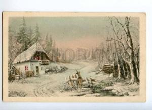 245250 HUNT Winter DEER near House Vintage B.K.W.I. #2762-2 PC