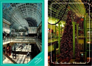 2~4X6 Postcards Cleveland OH Ohio GALLERIA Shopping Center/Mall & Christmas Tree