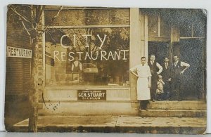 ALBION Penna CITY RESTAURANT RPPC Frank Teller Cigars Owner Keeper  Postcard K5