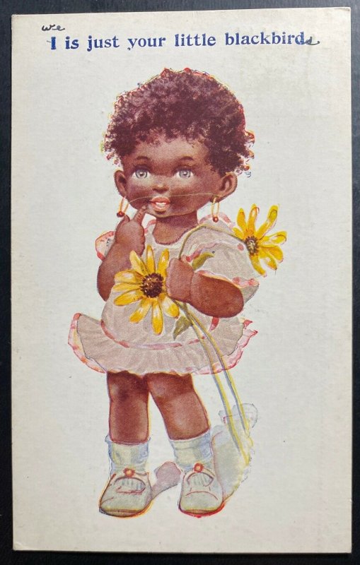 1935 Lake Orion MI USA Postcard Black Americana Cover Just Your Little Blackburd