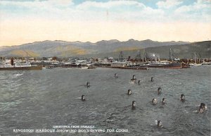 Showing Boys Diving For Coins Kingston Harbour Jamaica Unused 