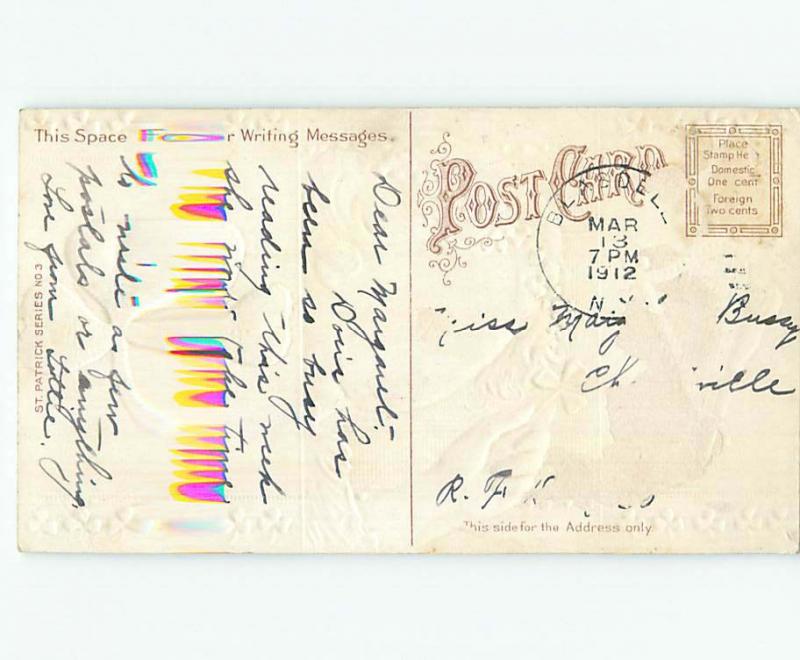 Pre-Linen st. patrick's PRETTY IRISH GIRL WITH RING OF SHAMROCKS IN HAIR HQ8234