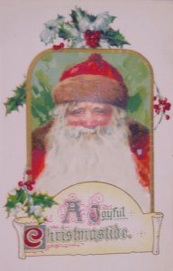 Santa Claus Winsch Schmucker Holly Antique Vintage Christmas Postcard