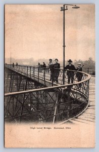 J87/ Conneaut Ohio Postcard c1910 High Level Bridge Men Ashtabula 1949