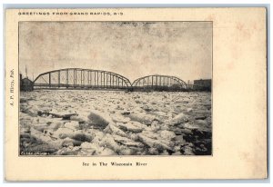 1946 Ice in the Wisconsin River Greetings from Grand Rapids WI Antique Postcard