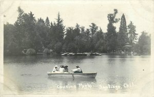 Postcard RPPC C-1910 Chile Santiago Colisino Park People boat FR24-3005