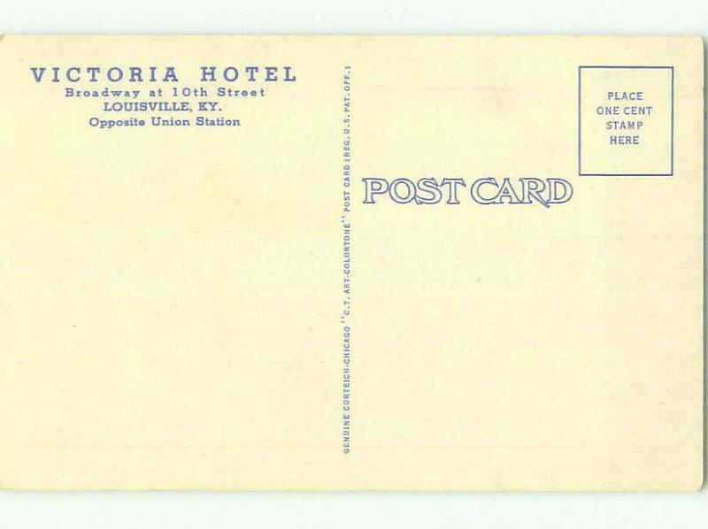 Unused Linen VICTORIA HOTEL Louisville Kentucky KY hr7812