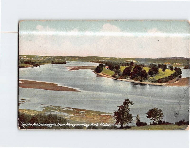 Postcard Up the Androscoggin from Merrymeeting Park Maine USA