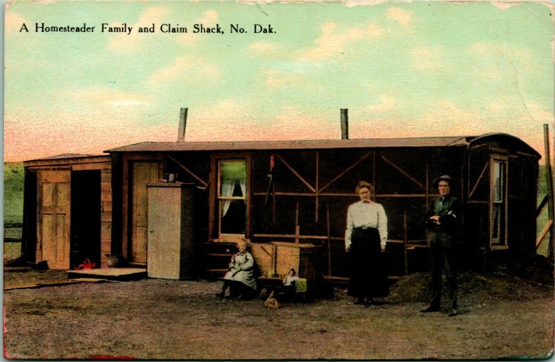 Homesteader Family and Claim Shack North Dakota ND UNP DB Postcard P11