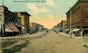 Postcard C-1910 Idaho Twin Falls Main Avenue automobiles Spokane ID24-3141