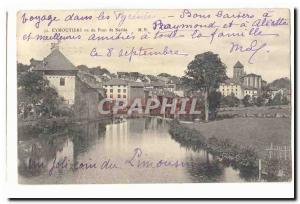 Eymoutiers Old Postcard view of Nelde bridge
