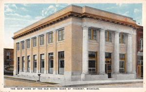 Fremont Michigan Old State Bank Street View Antique Postcard K36955