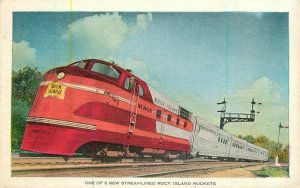 Streamliner 1940s Rock Island Rockets American Colortype Postcard 21-6993