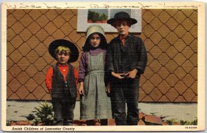 1951 Amish Children of Lancaster Country, Children's Simple Attire, Postcard