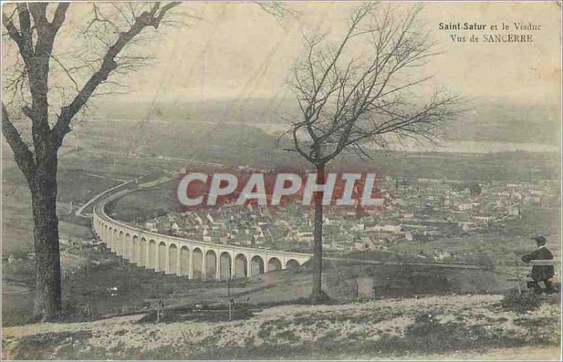 Old Postcard Saint Satur and the Viaduct Seen from Sancerre