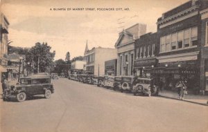 Pocomoke City Maryland Market Street Vintage Postcard AA15993