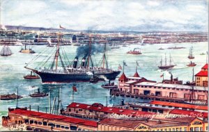 Postcard Tuck Oilette 2908 Steamer Leaving the American Dock Trip to Europe