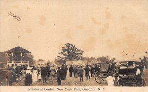 Oneonta New York Central New York Fair Airplane Flying Real Photo PC AA75356