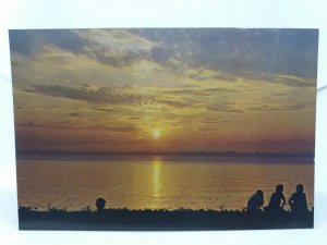 Beautiful Vintage Postcard of People Watching Sunrise in Penang Malaysia