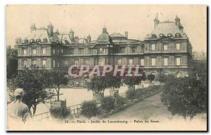 CARTE Postale Old Paris Garden of Luxembourg Palace of the Senate