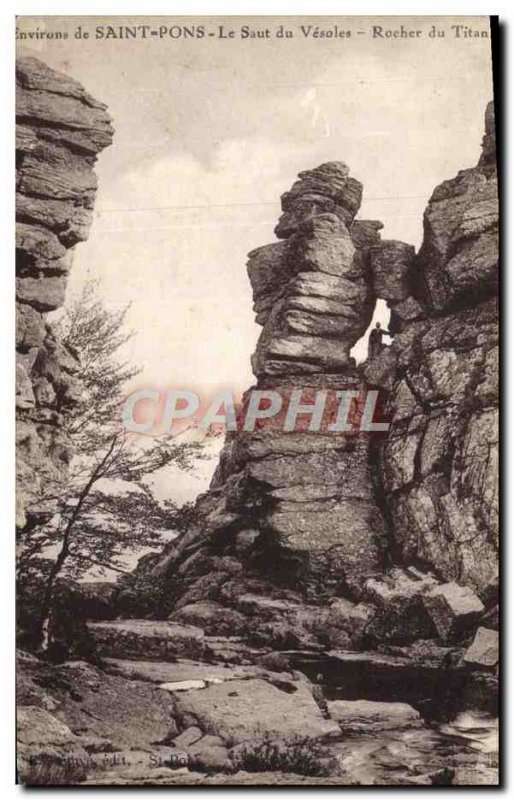 Old Postcard Environs de Saint Pons Le Saut du Rocher Vésoles Titan