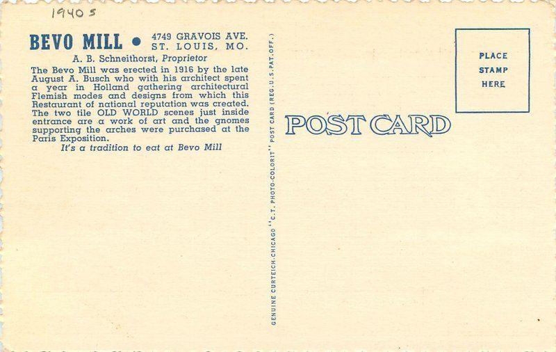 Bevo Mill Interior roadside Restaurant 1940s St Louis Missouri Teich